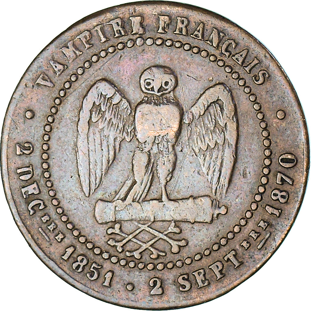 Coin, France, Napoleon III, 5 Centimes, 1870, Satirique, EF(40-45), Bronze