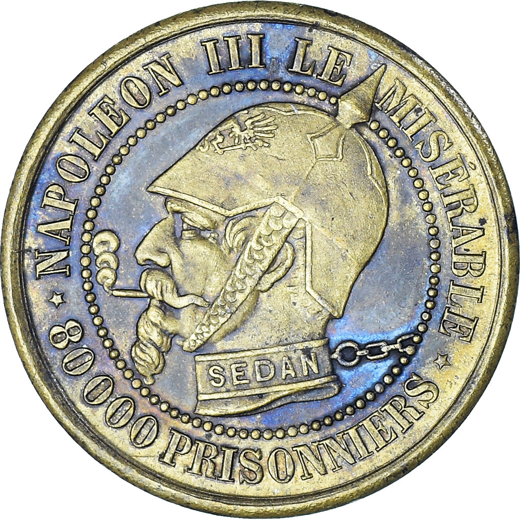 Coin, France, Napoleon III, 5 Centimes, 1870, Satirique, MS(63), Brass