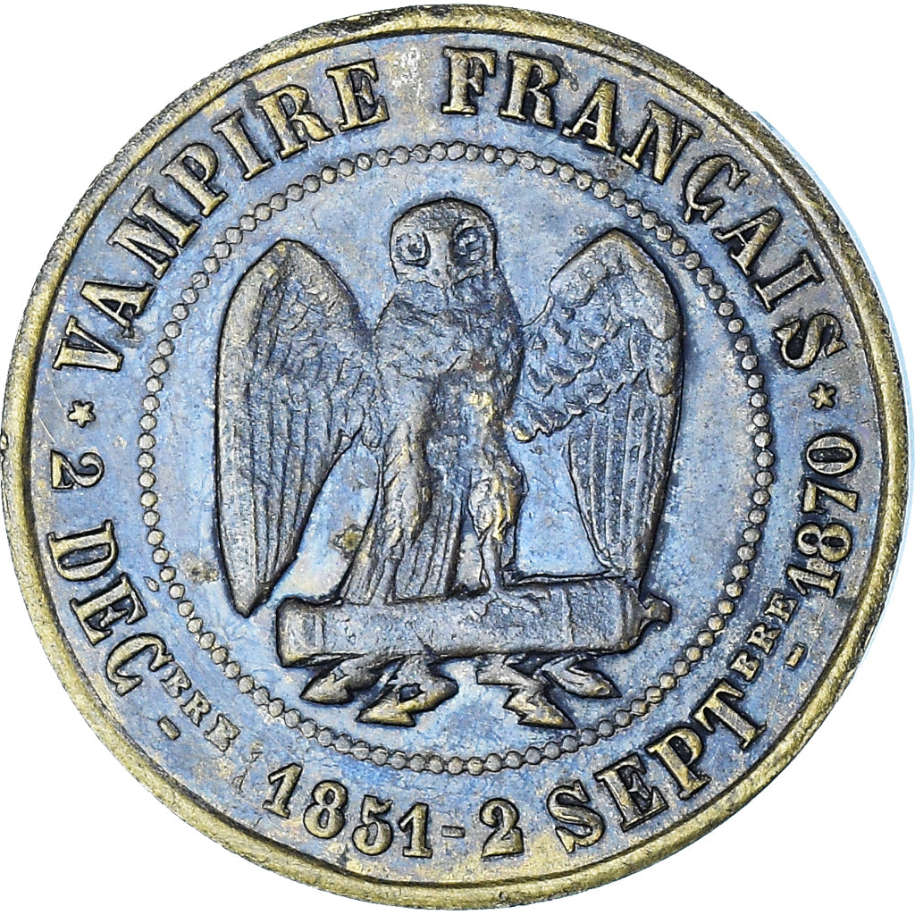 Coin, France, Napoleon III, 5 Centimes, 1870, Satirique, MS(63), Brass