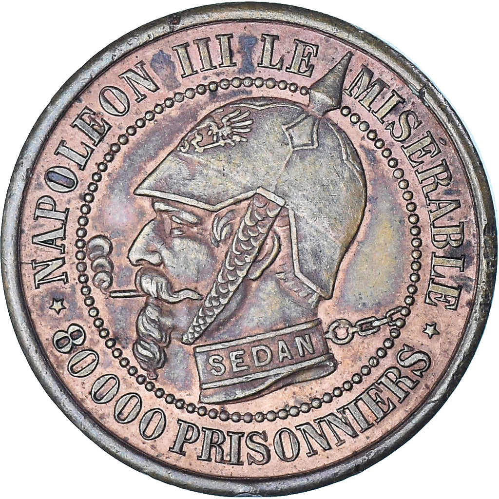 Coin, France, Napoleon III, 5 Centimes, 1870, Satirique, MS(60-62), Bronze