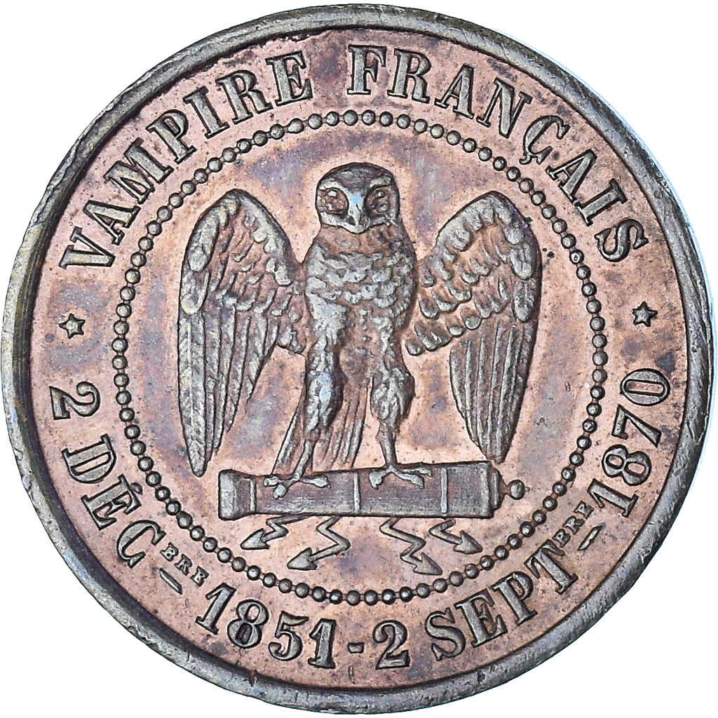 Coin, France, Napoleon III, 5 Centimes, 1870, Satirique, MS(60-62), Bronze