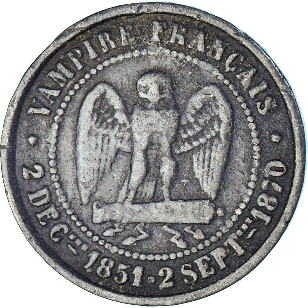 Coin, France, Napoleon III, 5 Centimes, 1870, Satirique, EF(40-45), Tin