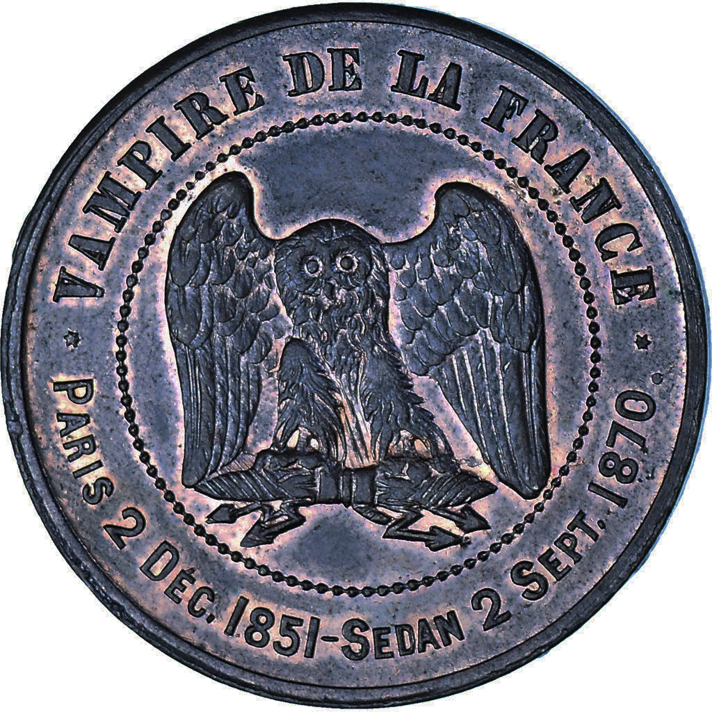 Moneta, Francia, Napoleon III, SATIRICAL COINS, 10 Centimes, 1870, SPL, Bronzo