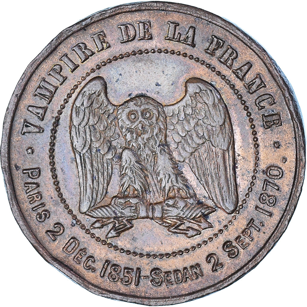 Munten, Frankrijk, Napoléon III, 10 Centimes, 1871, Paris, Satirique, PR
