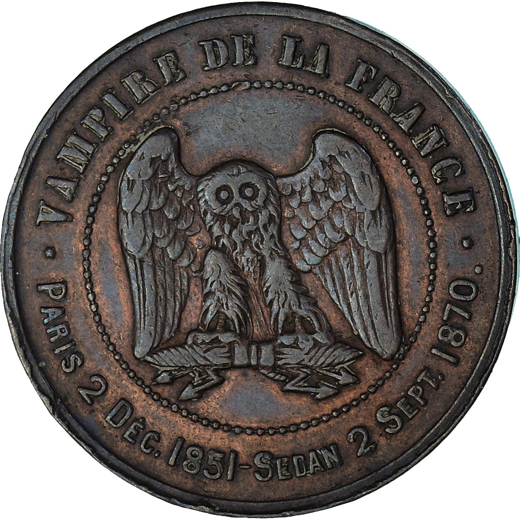 Monnaie, France, Napoleon III, SATIRICAL COINS, 10 Centimes, 1870, SUP, Bronze