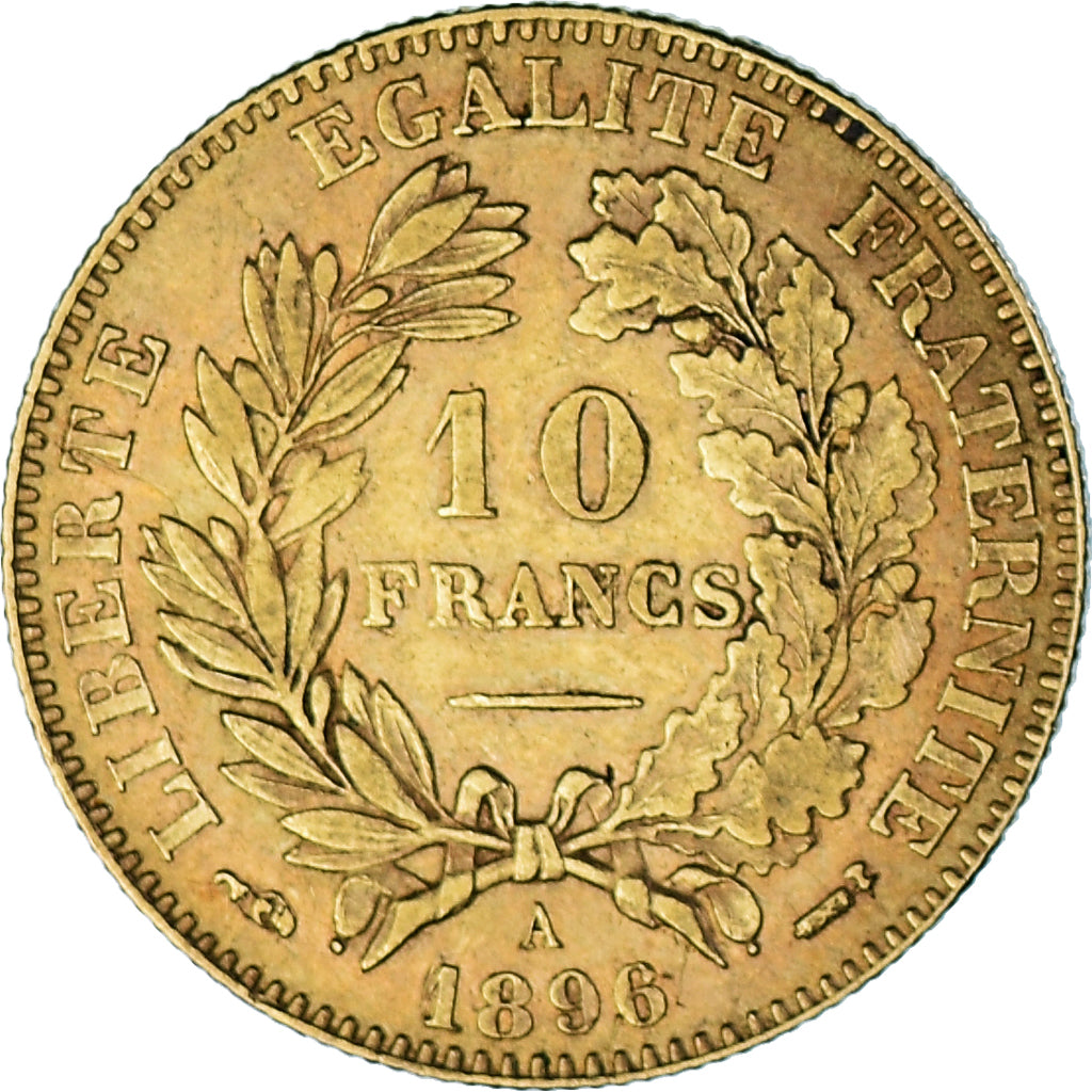 Coin, France, Cérès, 10 Francs, 1896, Paris, AU(50-53), Gold, KM:830
