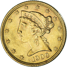 Coin, United States, Coronet Head, $5, Half Eagle, 1900, U.S. Mint