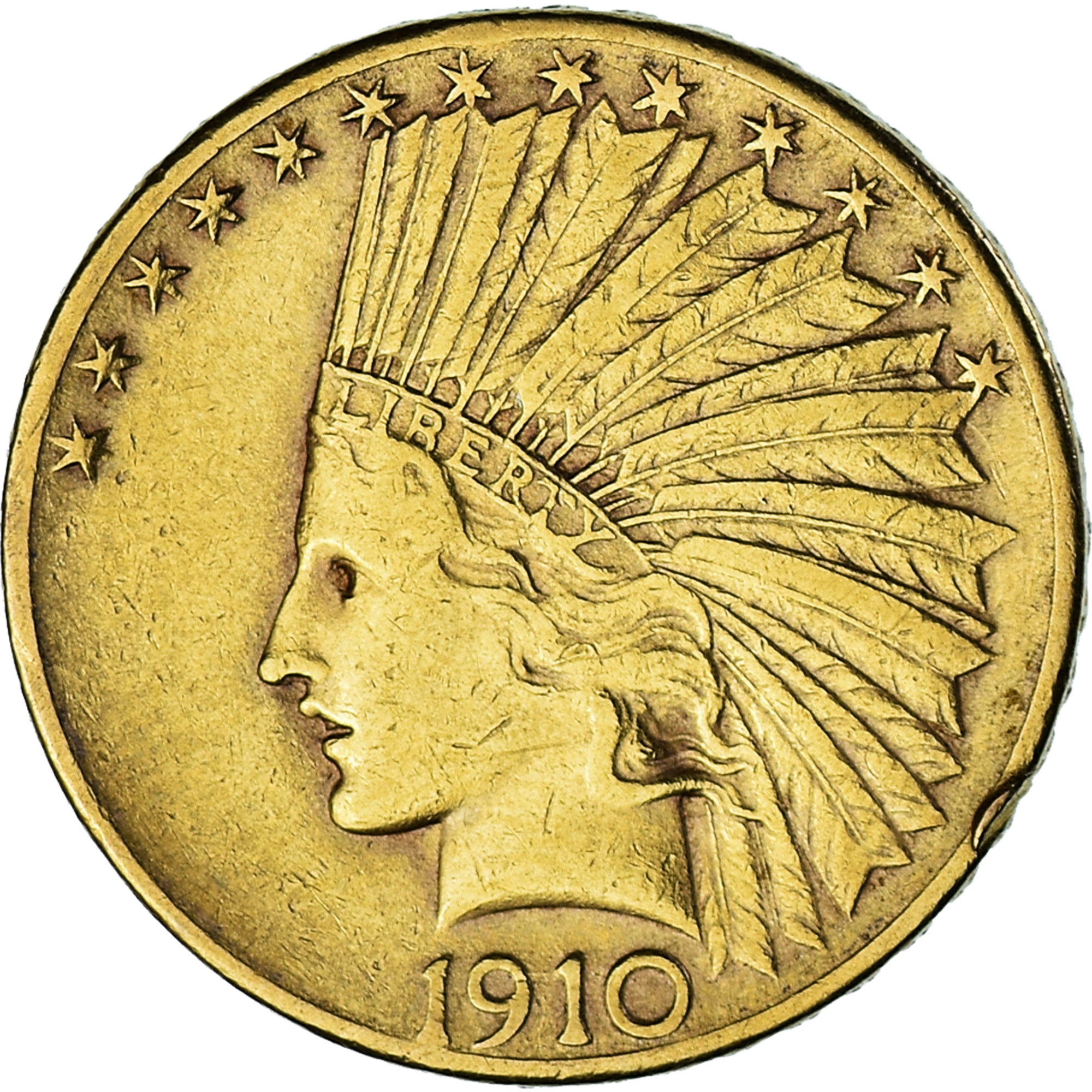 Coin, United States, Indian Head, $10, Eagle, 1910, U.S. Mint, San Francisco