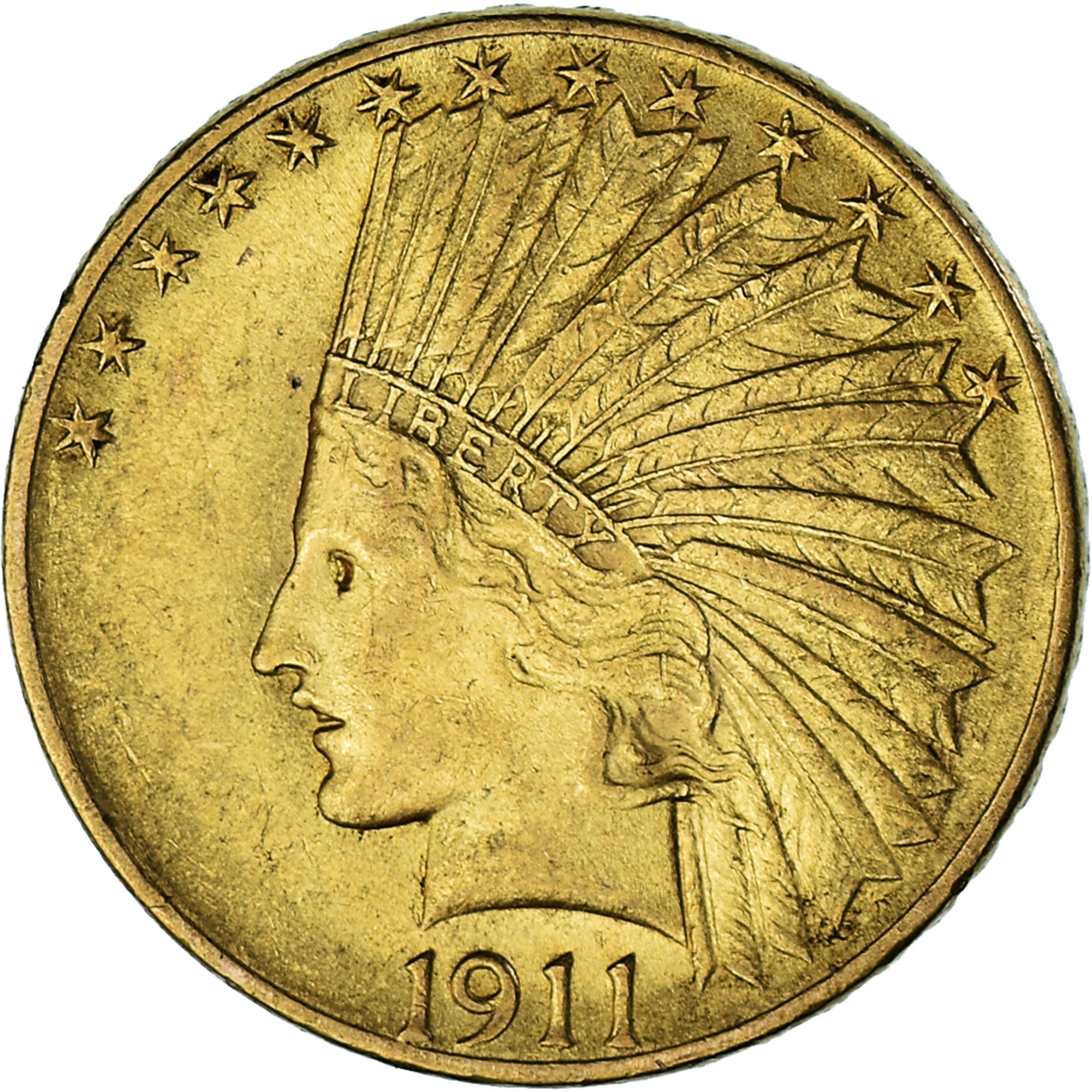 Coin, United States, Indian Head, $10, Eagle, 1911, U.S. Mint, Philadelphia