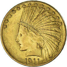 Coin, United States, Indian Head, $10, Eagle, 1911, U.S. Mint, Philadelphia