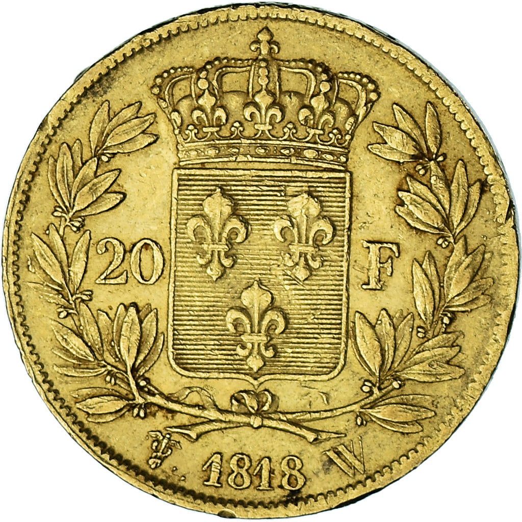 Munten, Frankrijk, Louis XVIII, Louis XVIII, 20 Francs, 1818, Lille, ZF+, Goud