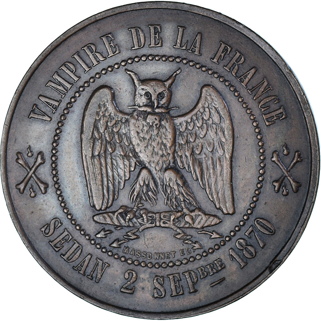 Munten, Frankrijk, Napoléon III, 10 Centimes, 1871, Paris, Satirique, PR