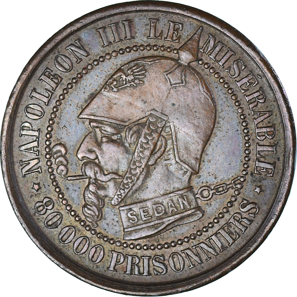 Coin, France, Napoleon III, 5 Centimes, 1871, Satirique, AU(50-53), Bronze