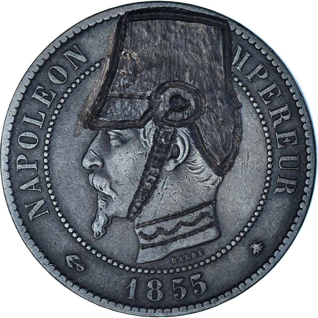 Coin, France, Napoléon III, 10 Centimes, 1855, Strasbourg, Satirique