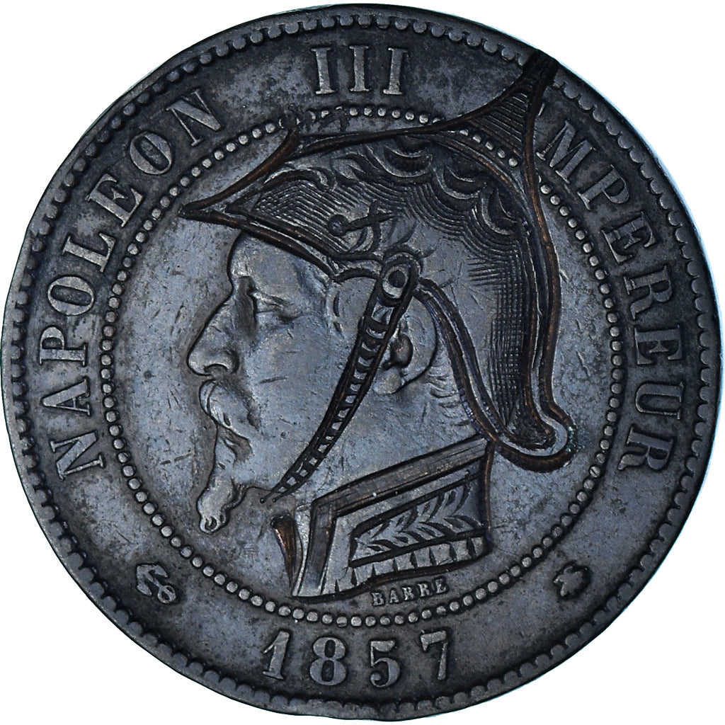 Monnaie, France, Napoléon III, 10 Centimes, 1857, Strasbourg, Satirique, TTB