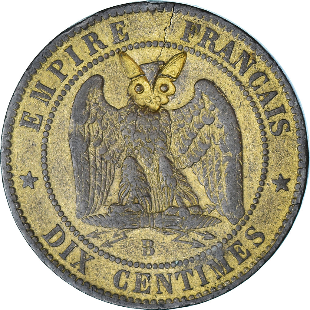 Coin, France, Napoléon III, 10 Centimes, 1855 (1871), Rouen, Satirique