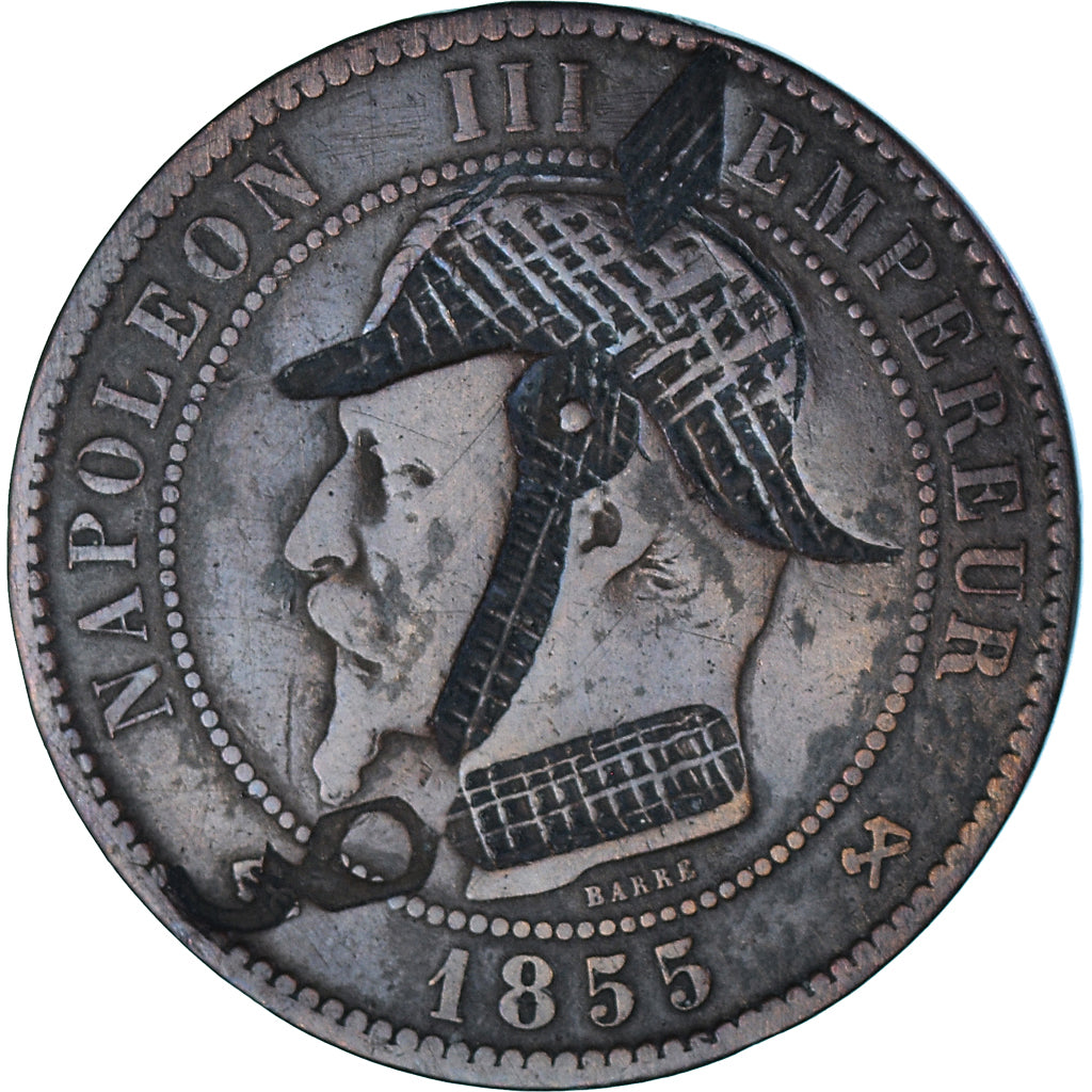 Monnaie, France, Napoléon III, 10 Centimes, 1855 (1871), Rouen, Satirique, TTB