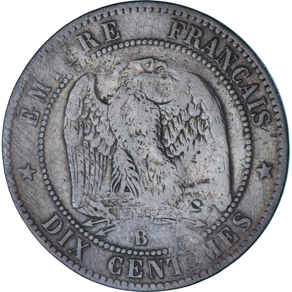 Monnaie, France, Napoléon III, 10 Centimes, 1855 (1871), Rouen, Satirique, TTB