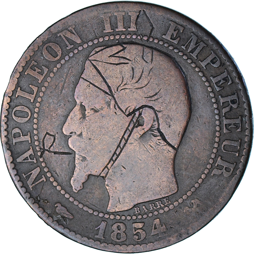 Coin, France, Napoleon III, 5 Centimes, 1854 (1871), Rouen, Satirique