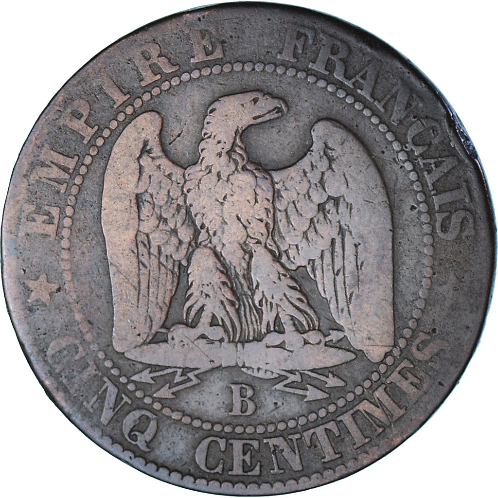 Coin, France, Napoleon III, 5 Centimes, 1854 (1871), Rouen, Satirique