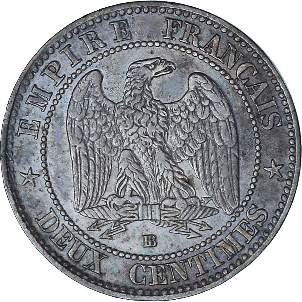 Münze, Frankreich, Napoleon III, 2 Centimes, 1870, Strasbourg, Satirique, VZ