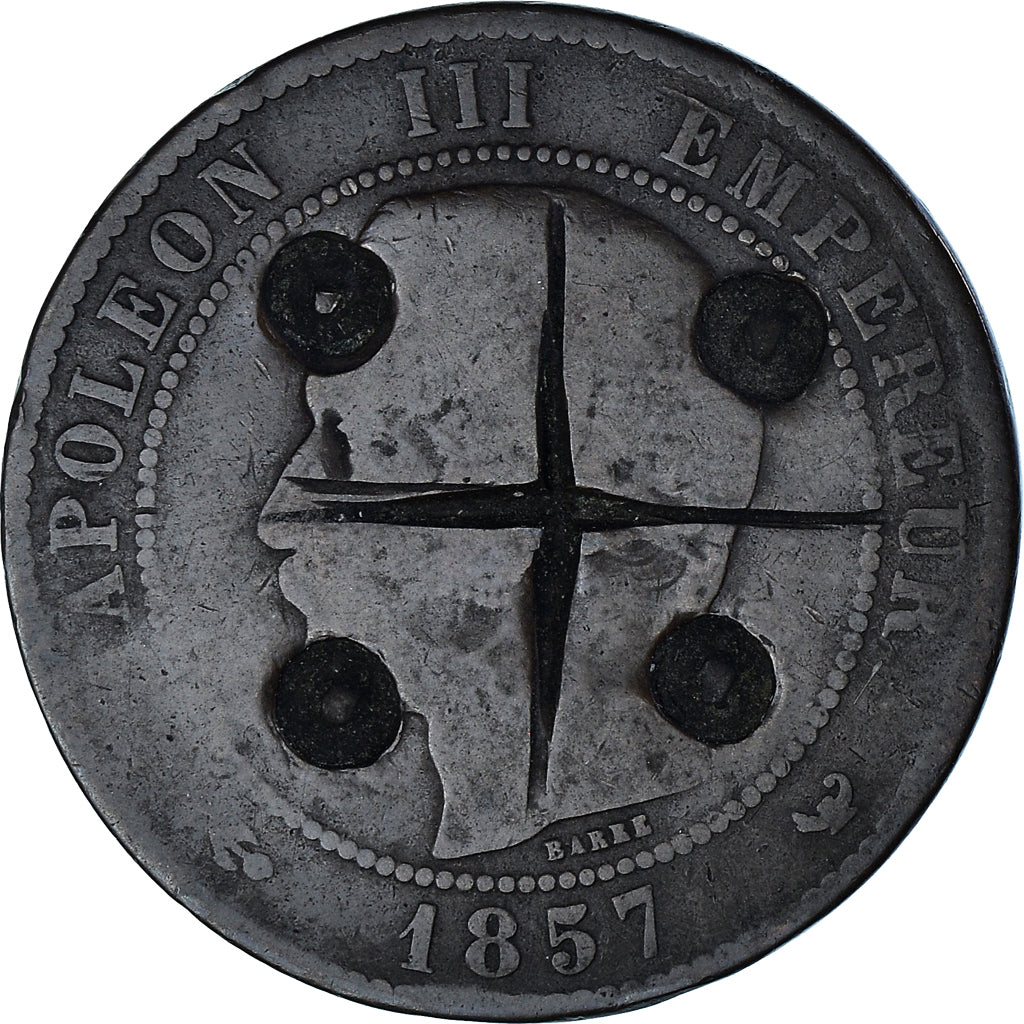 Monnaie, France, Napoléon III, 10 Centimes, 1857 (1871), Lille, Satirique, TB