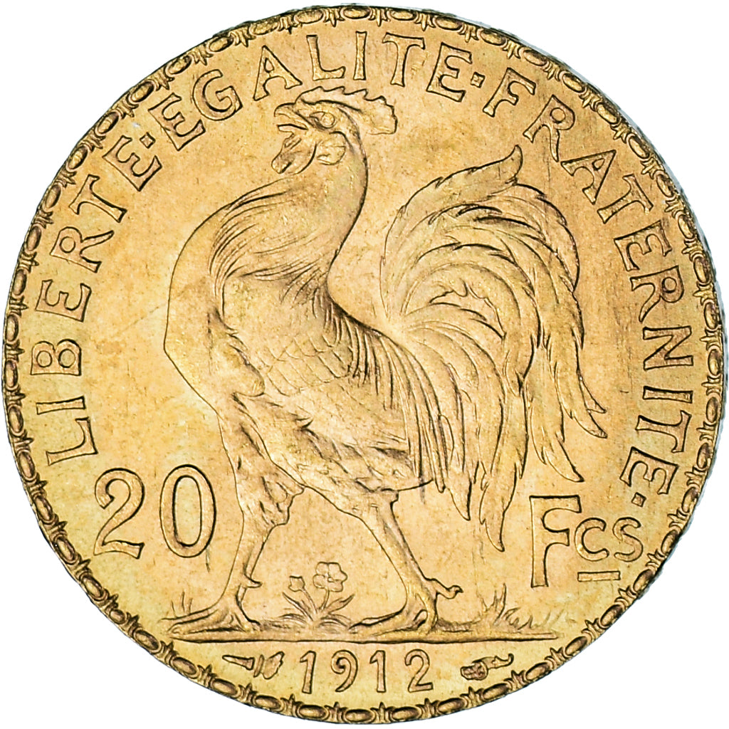 Moneda, Francia, Marianne, 20 Francs, 1912, Paris, EBC+, Oro, KM:857