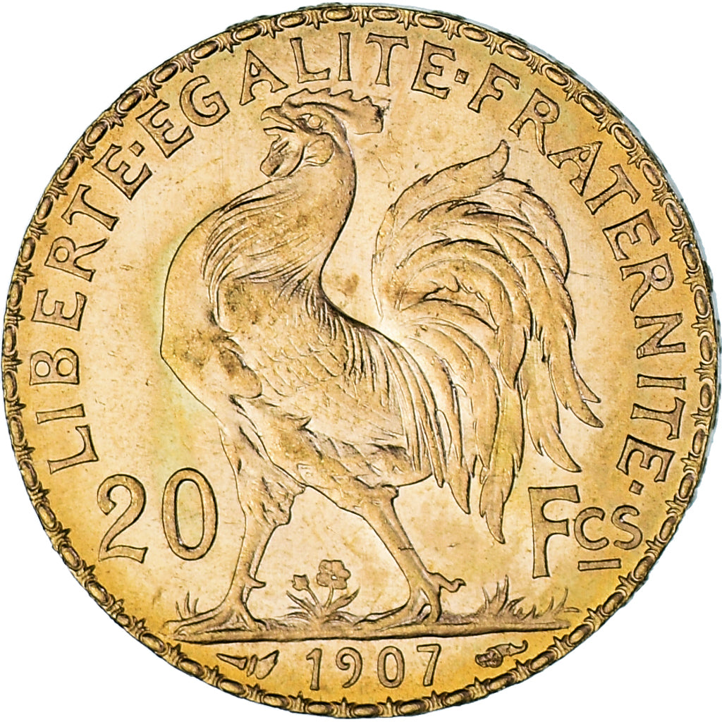 Coin, France, Marianne, 20 Francs, 1907, Paris, MS(63), Gold, KM:857