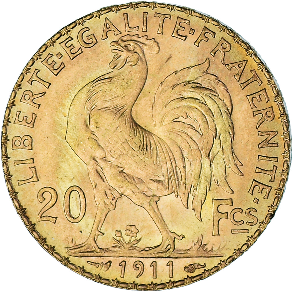 Moneda, Francia, Marianne, 20 Francs, 1911, Paris, SC, Oro, KM:857