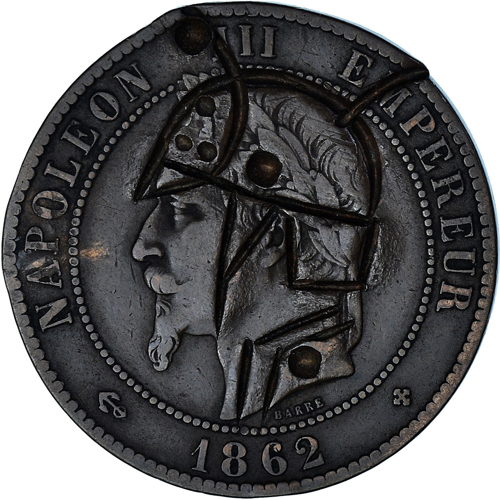 Monnaie, France, Napoléon III, 10 Centimes, 1862 (1871), Strasbourg, Satirique