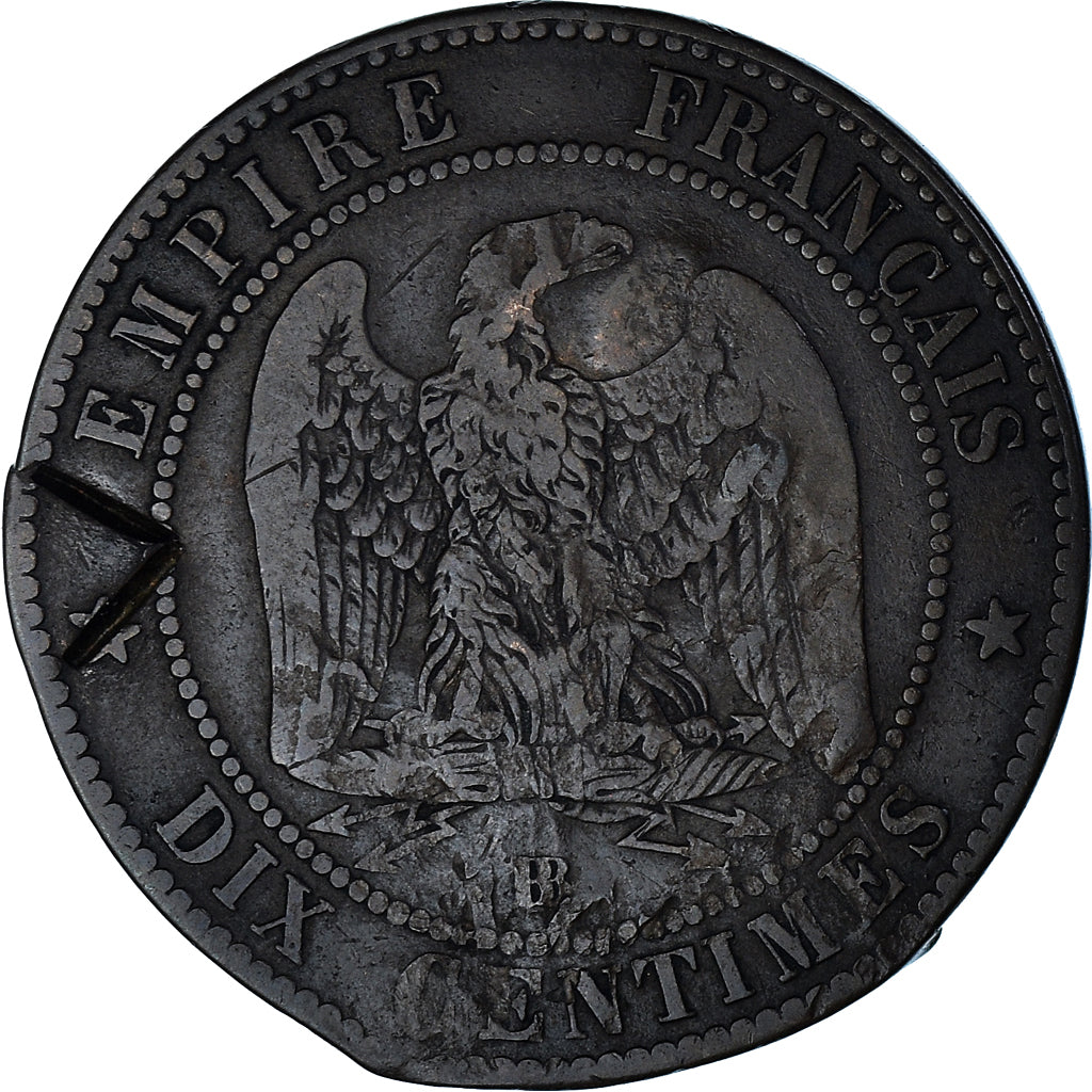Monnaie, France, Napoléon III, 10 Centimes, 1862 (1871), Strasbourg, Satirique