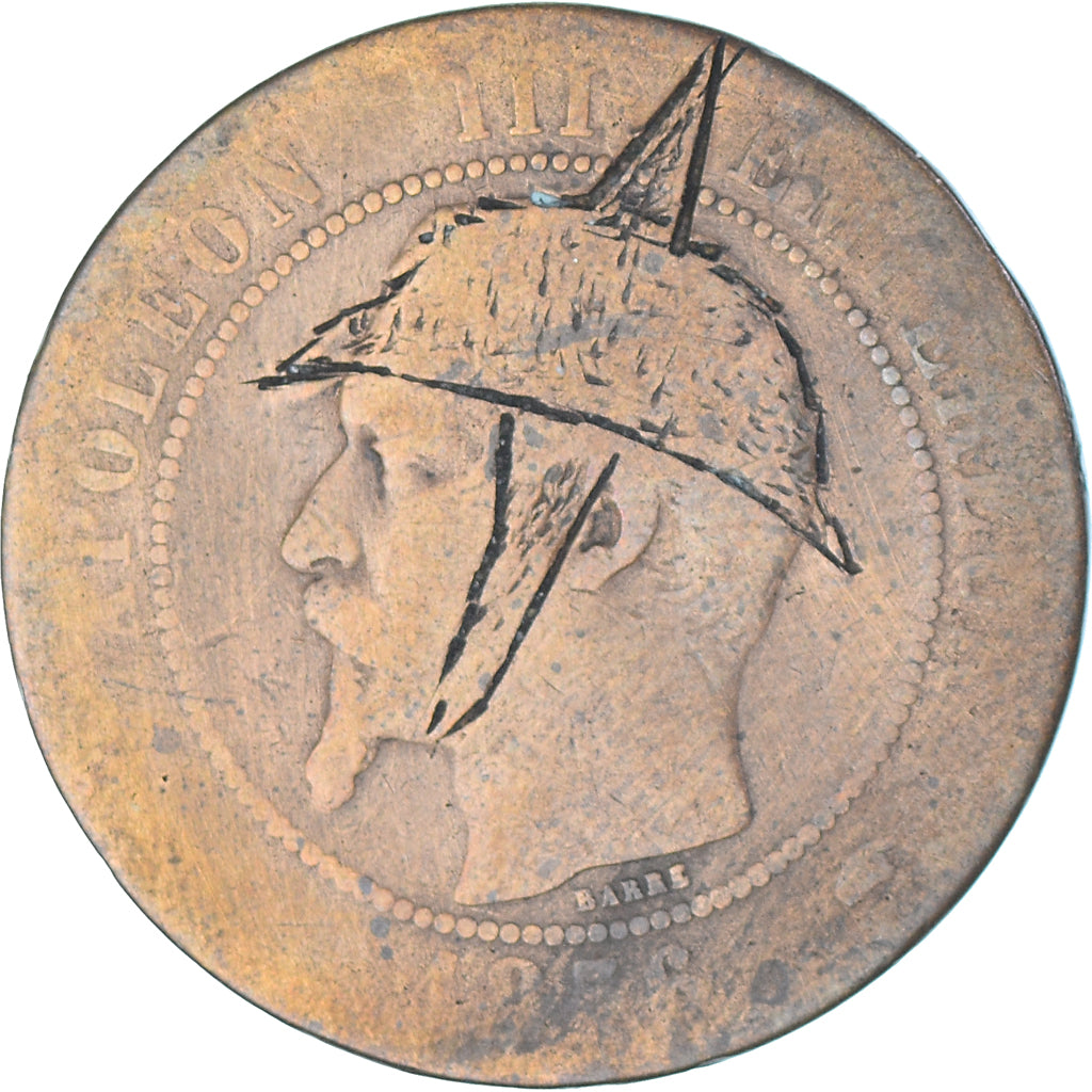 Coin, France, Napoleon III, 10 Centimes, 1856 ( 1871 ), Paris, Satirique