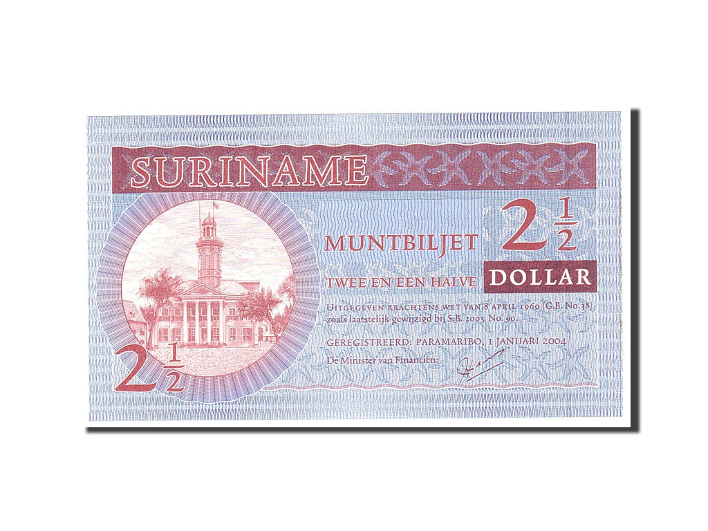 Suriname, 2 1/2 Dollars, 2004, KM:156, 2004-01-01, UNC(65-70)