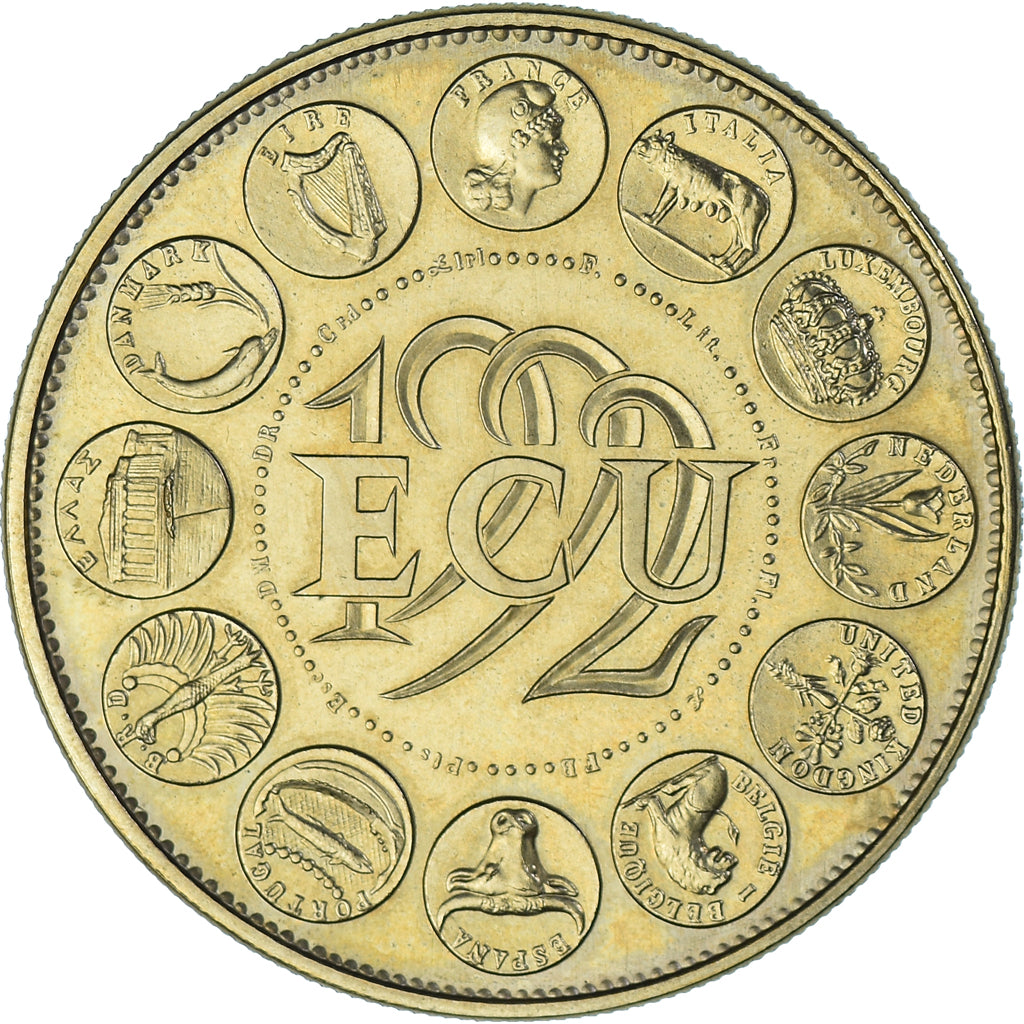 Francia, medalla, Ecu Europa, Marianne, Politics, 1992, Rodier, SC, Cobre -