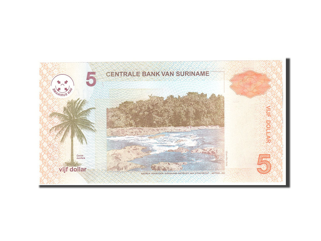 Suriname, 5 Dollars, 2004, KM:157a, 2004-01-01, UNC(65-70)