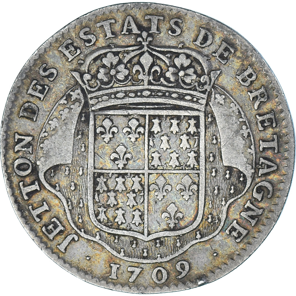 Francia, zeton, Royal, Louis XV, États de Bretagne, Saint-Brieuc, 1709, MBC