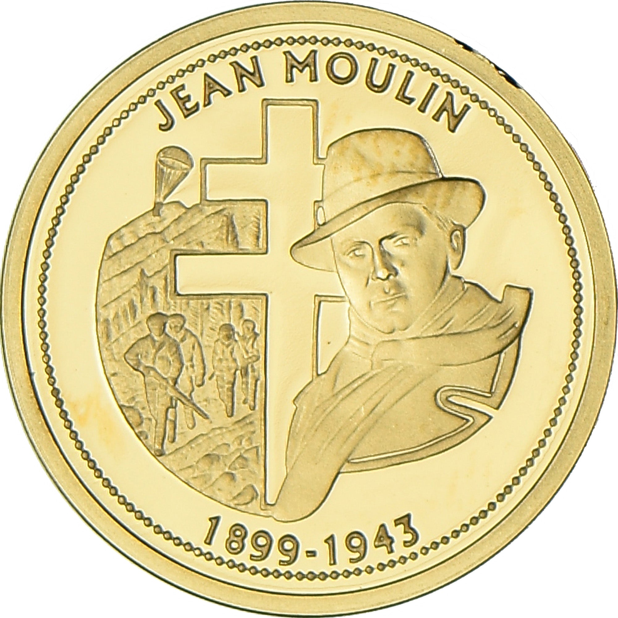 Frankrijk, Medaille, Jean Moulin, Organisateur de la Résistance, WAR, FDC, Goud