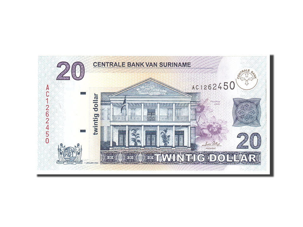 Banknote, Suriname, 20 Dollars, 2004, 2004-01-01, KM:159a, UNC(65-70)