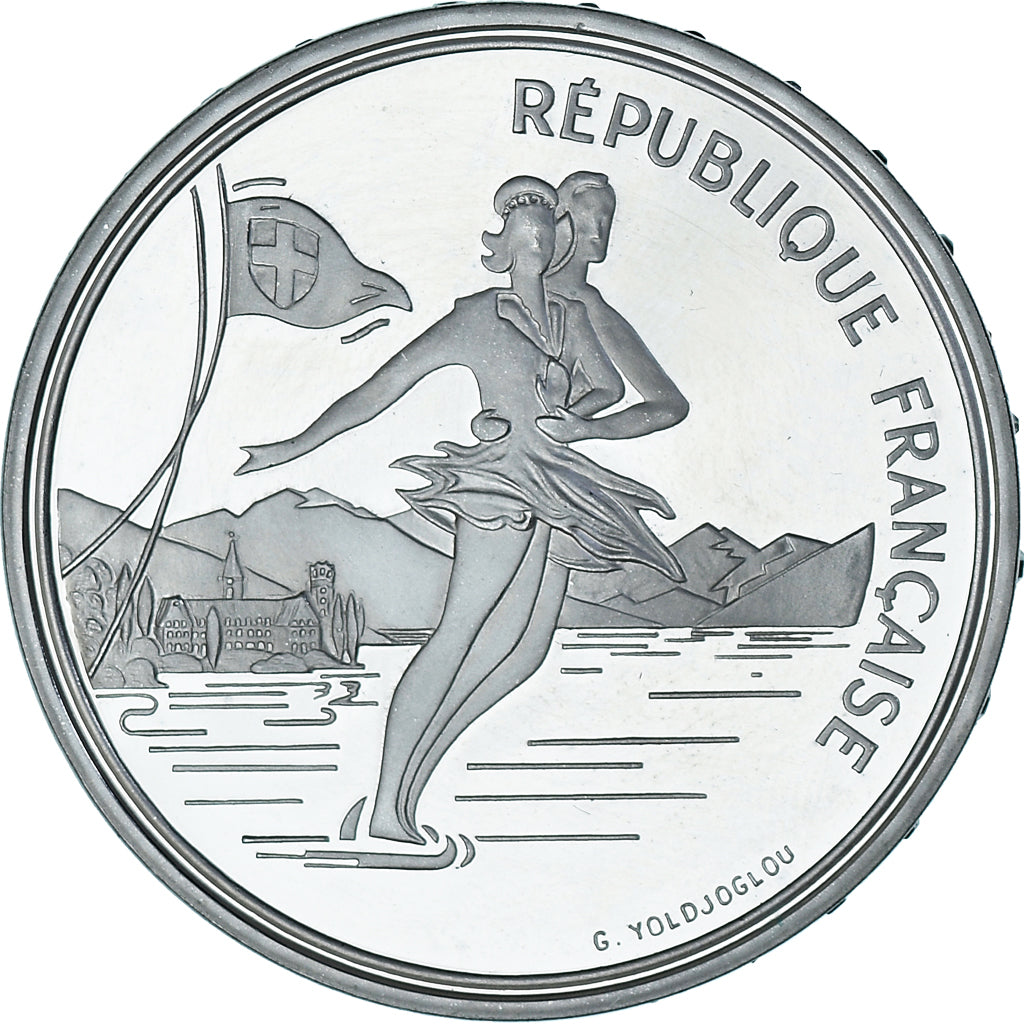 Moneta, Francia, patinage artistique, 100 Francs, 1989, BE, SPL+, Argento