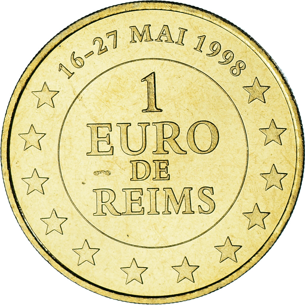 Francia, zeton, 1 Euro de Reims, Sourire de l'Europe, 1998, FDC, Cobre - níquel