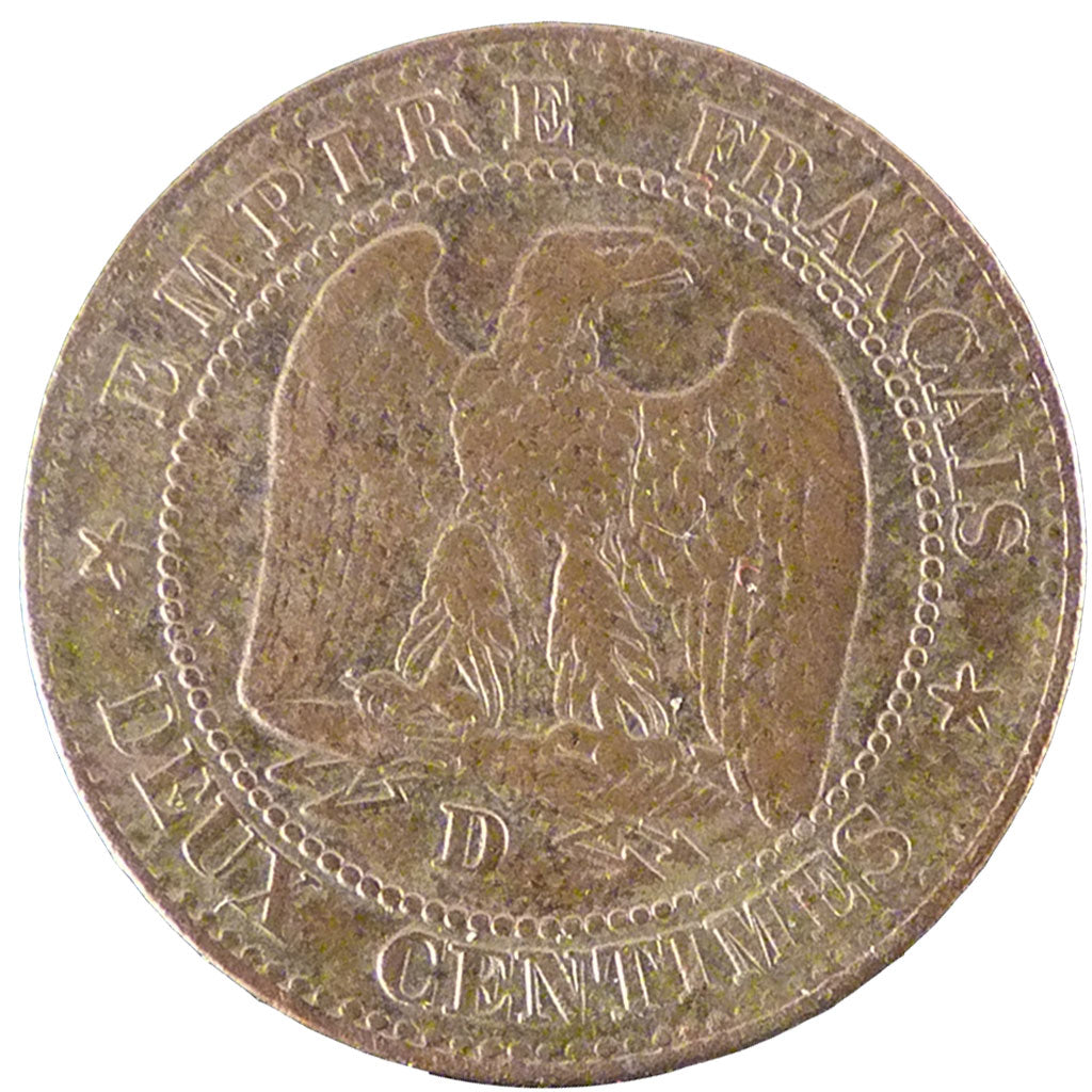 FRANCE, Napoléon III, 2 Centimes, 1854, Lyon, KM #776.4, VF(20-25), Bronze, G...