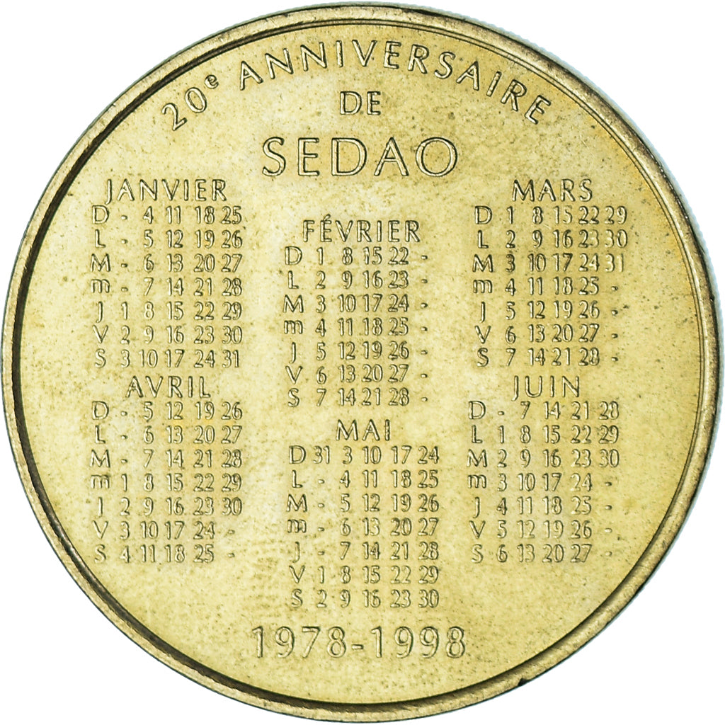 France, Token, 20e anniversaire de SEDAO, 1998, MDP, AU(55-58), Copper-nickel