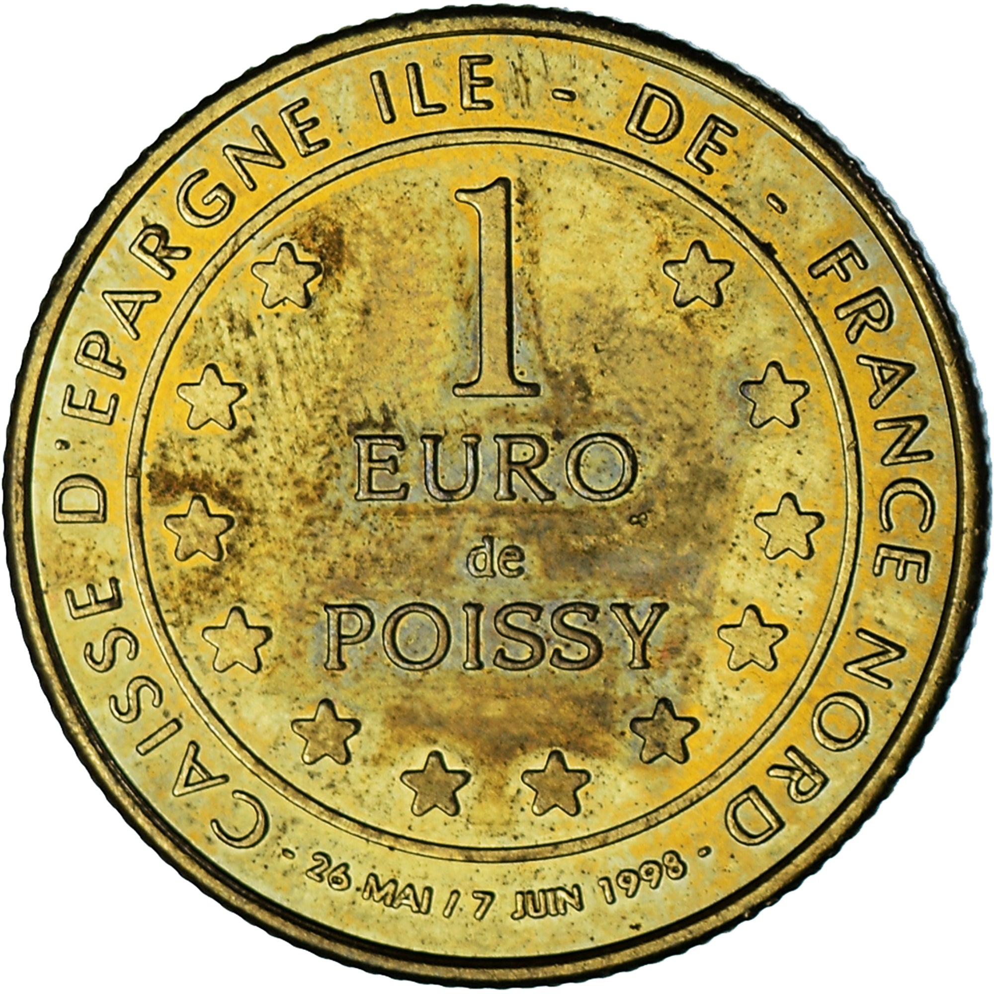 Francia, Euro, Euro des villes, 1998, Poissy, MBC+, Cupro-aluminium-nickel