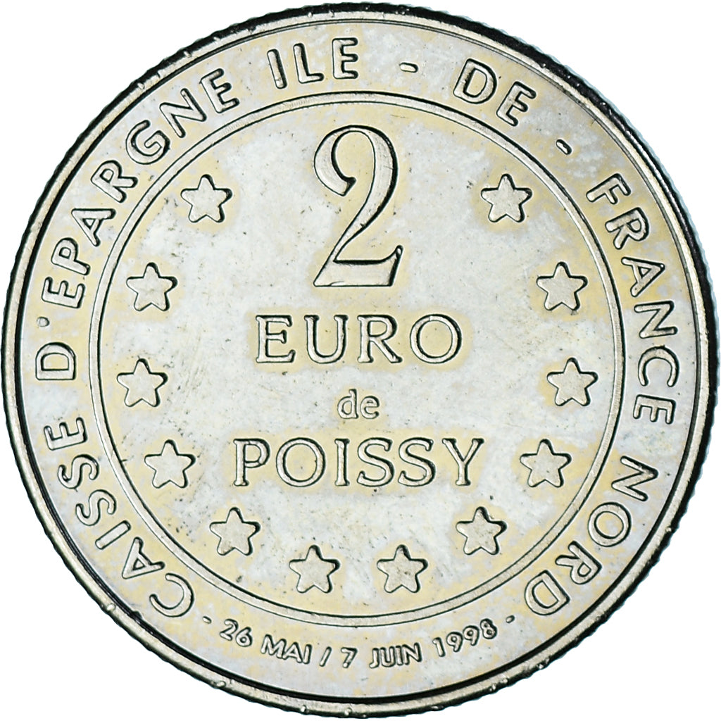 Francia, 2 Euro, Euro des villes, 1998, Poissy, SPL-, Rame-nichel