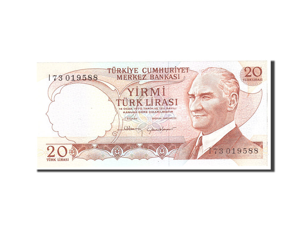 Banknote, Turkey, 20 Lira, 1974, Undated, KM:187b, UNC(65-70)