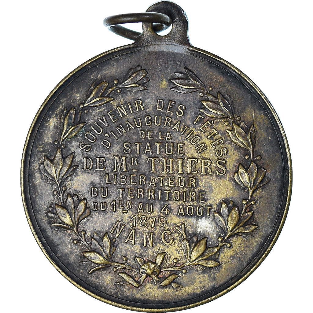 France, Medal, Inauguration de la Statue de Adolphe Thiers, Nancy, 1879