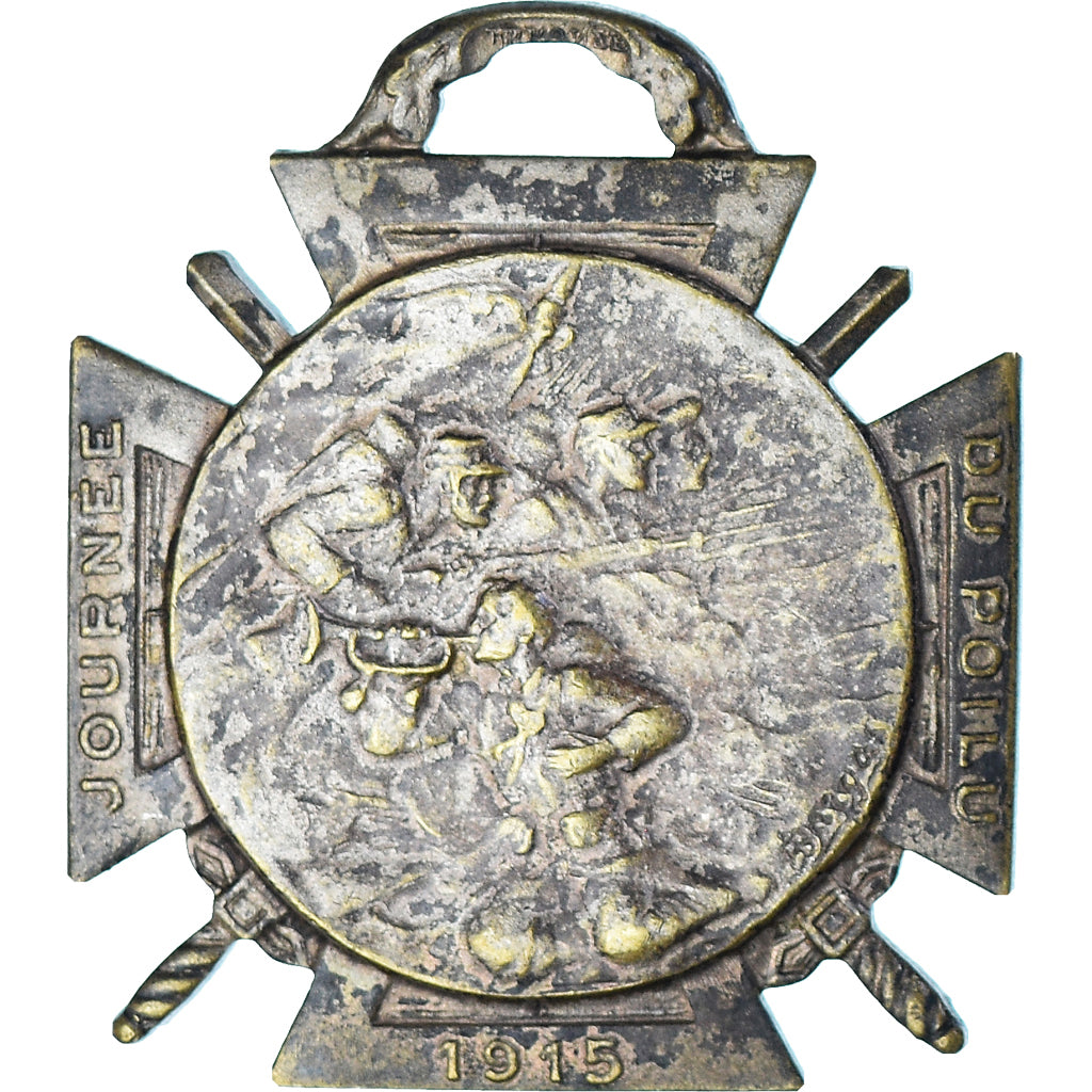 Francja, Journée du poilu, WAR, medal, 1915, Bardzo dobra jakość, Brąz