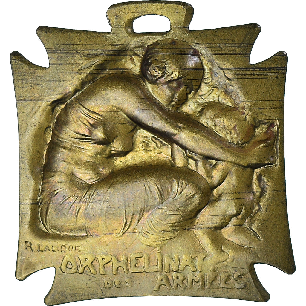 França, medalha, Orphelinat des Armées, Lalique, AU(55-58), Latão