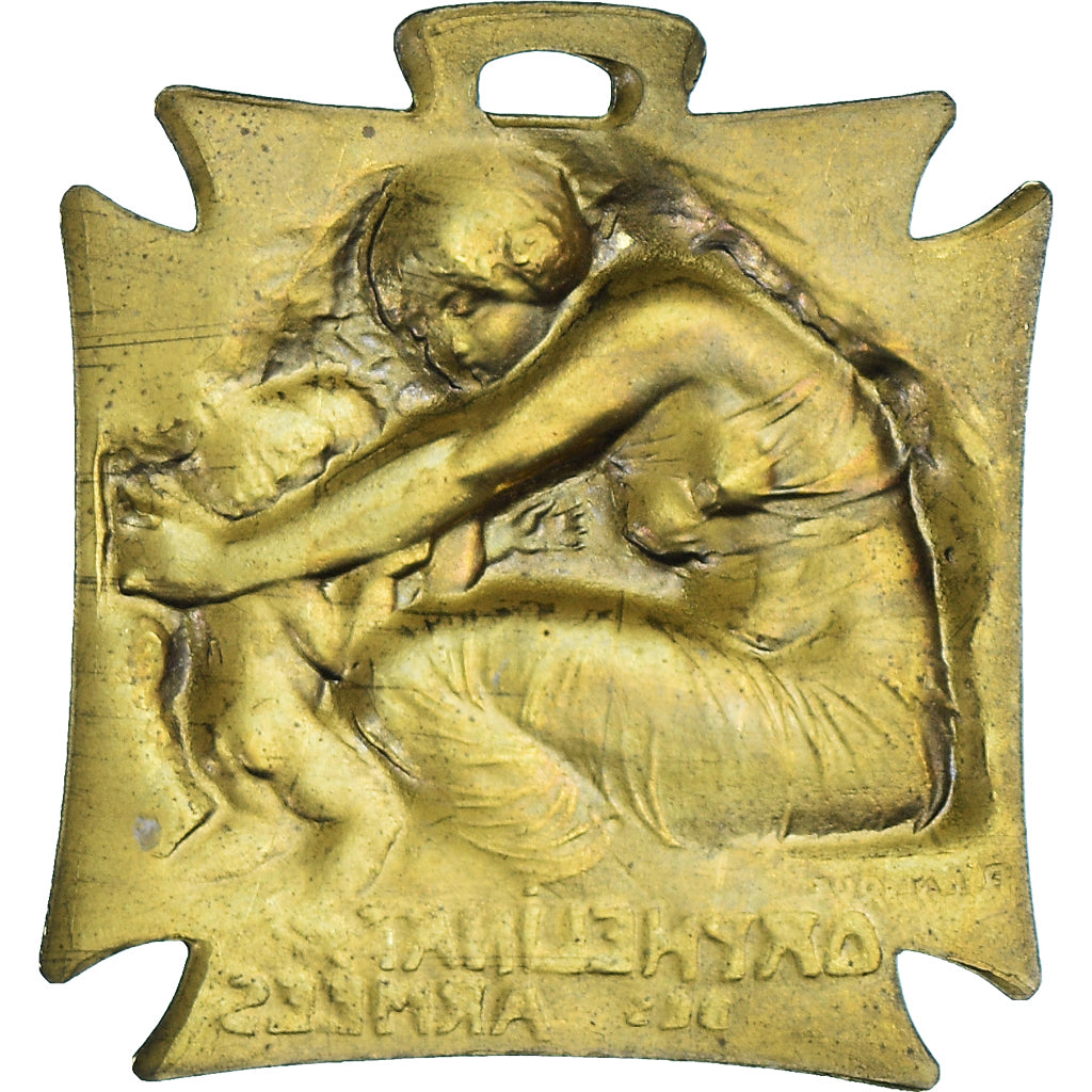 França, medalha, Orphelinat des Armées, Lalique, AU(55-58), Latão