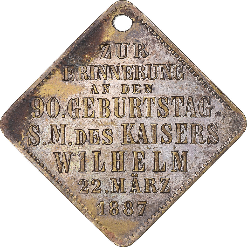 Germania, medaglia, Geburtstag des Kaisers Wilhelm, 1887, BB, Rame